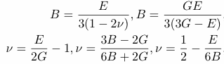 elasticity interrelations with Poisson's ratio 1