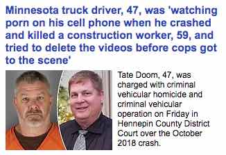 truck driver looking at phone kills worker
